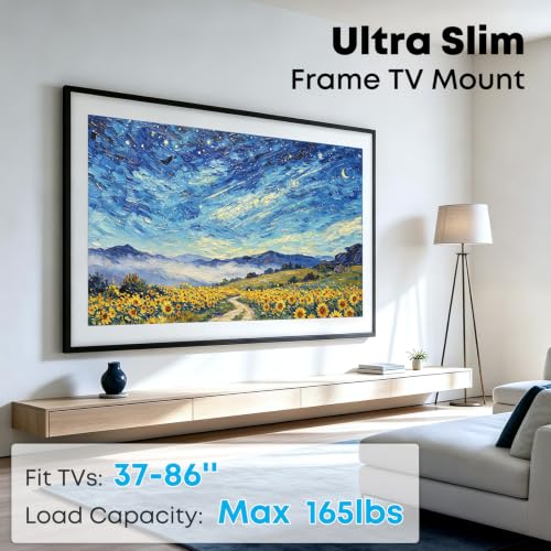 Ultra Slim TV Wall Mount for 37-86 inch, Weight Max 165 lbs | 0.37'' low profile TV Wall Mount, for Flat & Frame TV, VESA 200 x 200- 600 x 400 mm, Flush to Wall - size: 37-86''