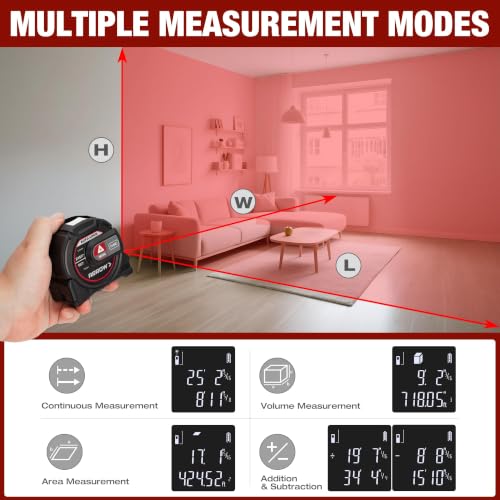 Arrow 2-in-1 Laser Tape Measure, 215Ft/65m Laser Distance Measuring Tool