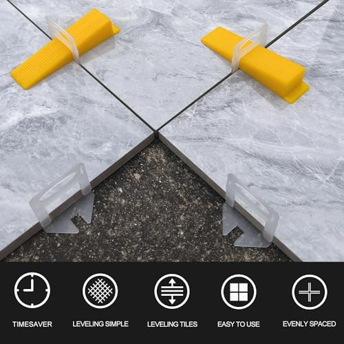 Tile Leveling System Clips 1/16" Tile Leveler Clips 1/16 tile spacer 1.5mm tile clips DIY Tile Leveler Spacers 2000 Pcs for Professional Ceramic Tile and Stone Installation - size: 1/16 1.5mm Tile Clips