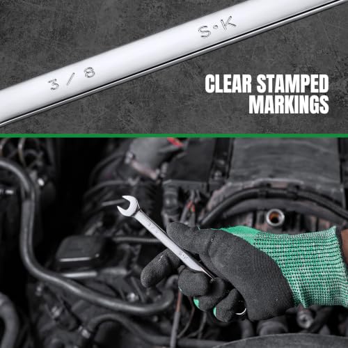 SK 3/8” Combination Wrench, SAE, Premium CR-V Steel - size: 3/8"