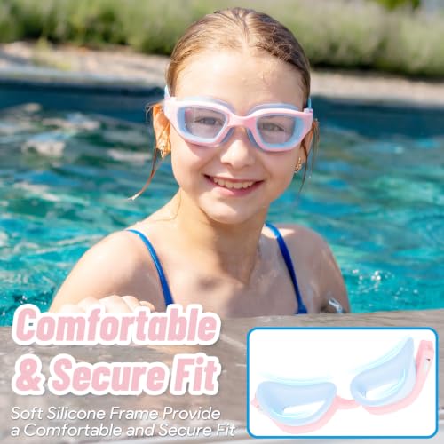 Vvinca Kids Swim Goggles, Swimming Goggles for Kids 3-14 Anti-Fog UV Protection No Leak Pool Glasses for Boys Girls - color: 01-blue & Pink