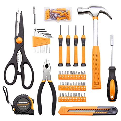 CARTMAN Complete Household Tool Set, Orange Hand Kit With Storage Case - color: Light Orange