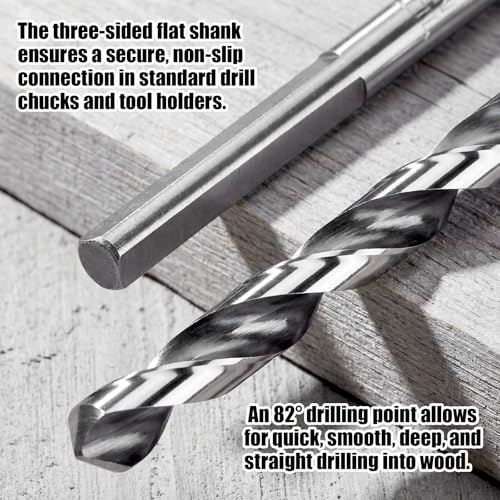 Lounsweer 2 Pack 3/8 x 36 Inch Straight Shank Installer Drill Bit for Wood Extra Long Drill Bits for Wood with Wire Pulling Hole for Woodworking Walls Ceilings Floors