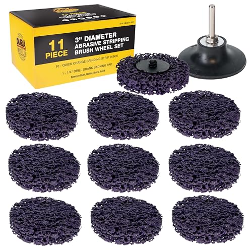 Dura-Gold 11-Piece 3" Abrasive Stripping Brush Wheel Set, 10 Discs 1/4" Pad - style: 3" Diameter