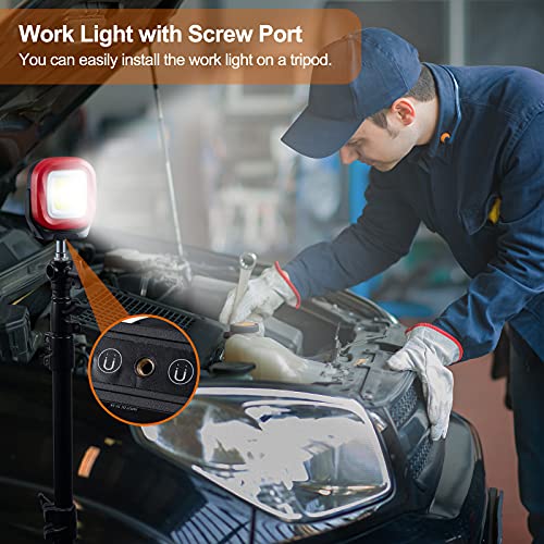 Magnetic Work Light, 42 LEDs 1000 Lumens Rechargeable Portable Magnetic Flashlight Inspection Light for Car Repair, Camping, Emergency & Job Site Lighting (2 PCS) - color: Black