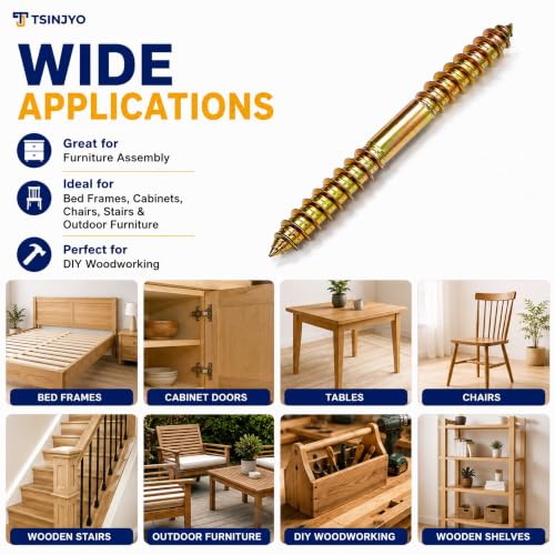100 pcs M4 M6 Self-Tapping Screw Hanger Bolts Assortment Set, Zinc Double Ended Thread Dowel Screws, Woodworking Furniture Screw for Wood Connecting & Fixing (40/50/60/80mm)