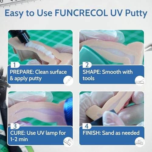 UV Light Curing Putty for 3D Prints and Models,Fast Repair Filler for Nicks,Scratches,Cracks on Resin,Quartz,Ceramic,Wood,Plastic,Stone,and Other Countertop Surfaces - size: 15g