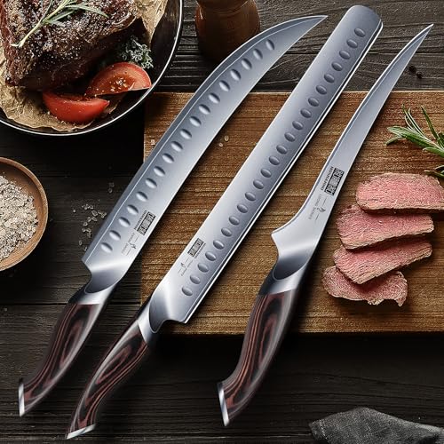 HOSHANHO Carving Knife Set 3PCS, Japanese Brisket Slicing Knife Sets - size: 12"