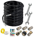 Hourleey Sewer Jetter Kit for Pressure Washer 200FT, Drain Cleaner Hose 1/4 Inch NPT, Orifice 4.0 Button Nose and Rotating Sewer Jetting Nozzle Spanner Tape Pearl Corsage Pin, 4000 PSI - size: Black-200 FT