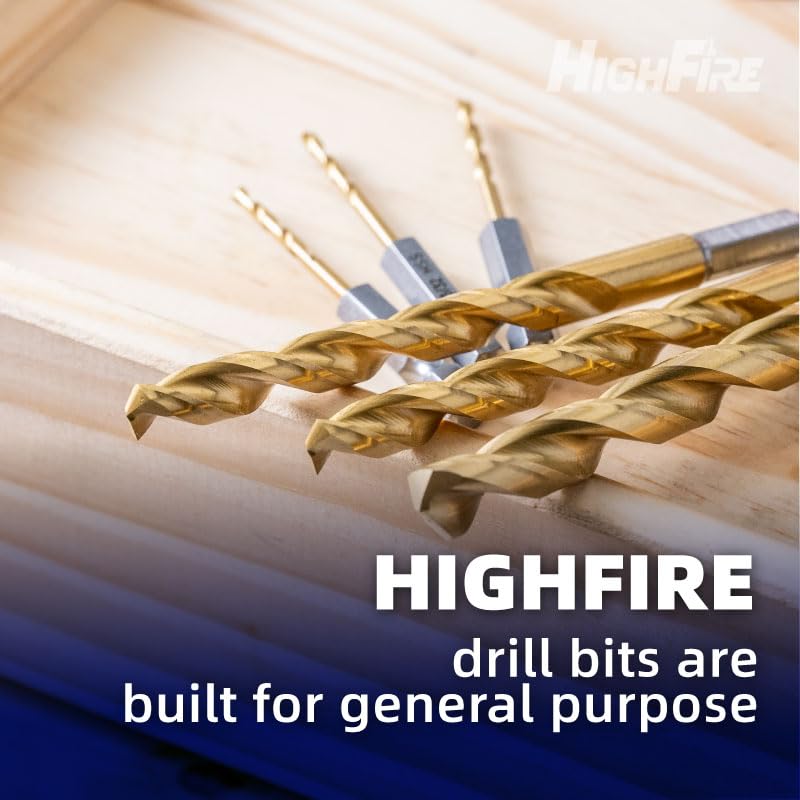 Highfire 6 PCS 3/8 Inch 135 Degrees Split Point Hex Shank Drill Bits, TiN Coated High Speed Steel, Ideal for Steel, Aluminum & More - size: 3/8"(6pcs)