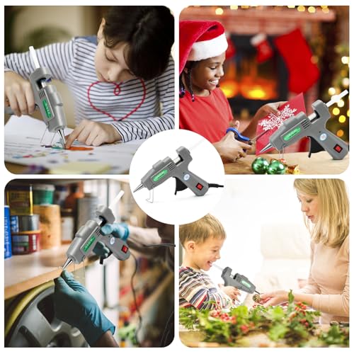 SHJADE Hot Glue Gun with 30 Glue Sticks, 20W Mini Hot Melt Gun Kit(Grey) - color: Grey-new Packaging