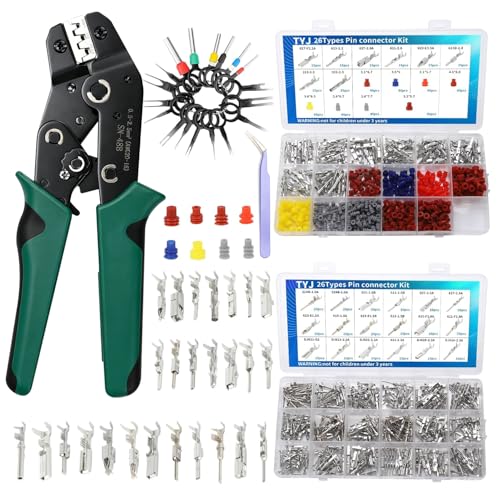 812Pcs Pin Connector Kit with Crimping Pliers - Terminal Pin 1/1.5/1.8/2/2.2/2.3/2.8/3.5mm Non-Insulated Plug Removal Male & Female Wire Pins - Automotive Car Electrical (813-Crimping Pliers) - size: 813-Crimping Pliers