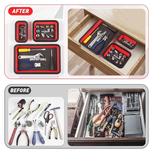 3Pcs Collapsible Magnetic Parts Tray Set with 15Lb Magnetic Pickup Pen - size: 3pcs