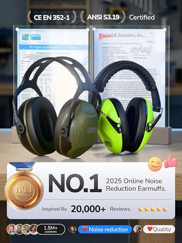 Dr.meter Ear Protection Ear Muffs, Noise Cancelling Headphones for Adults - color: Army Green