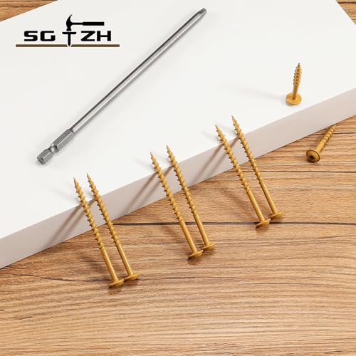 Pocket Hole Screws #8 x 2-1/2" (206Pcs) 2lb. Carbon Steel, Tan, Washer Head, Coarse Thread, Square Drive,150MM Drive Bit Included - color: Tan, size: #8 x 2-1/2"