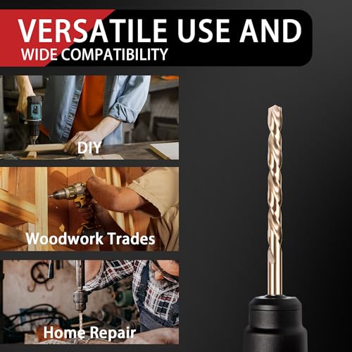 13PC 1/4" Titanium Coated Twist Hex Shank Drill Bit Set - size: 1/4-13pcs