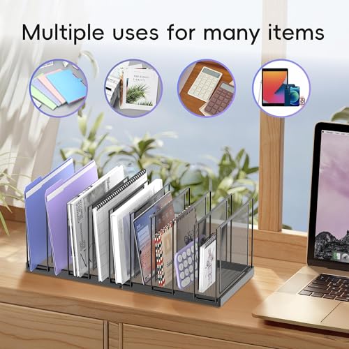 9-Section Desk File Organizer, Vertical File Holder, Mesh Desktop File Folder Metal File Binder Organizer Stand for Office Home Classroom, Black - color: Black, size: 1 Pack 9-Section