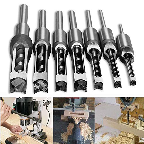 Square Hole Drill Bit, Steel Hardness Sharp Mortising Chisel Set 1/2-Inch, 1/4-Inch, 3/4inch, 3/8-Inch, 5/8-Inch, 5/16-Inch, 9/16-Inch Woodworking Mortiser Drill Bit-7pcs - size: 1/4-Inch - 3/4-Inch