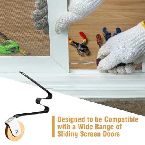 Tondiamo 4pcs 1" Sliding Screen Door Rollers Heavy Duty Steel Sliding Screen Door Wheels with 2-5/16" M-shaped Tension Spring for DIY Tools Repair Replacement Maintenance