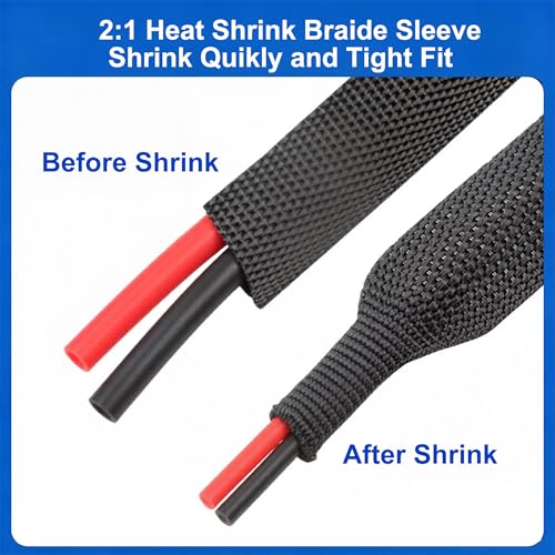 Heat Shrinkable Braided Sleeving, 2" Wiring Harness Sheath Cable Management - size: 10ft - 2"(50mm)