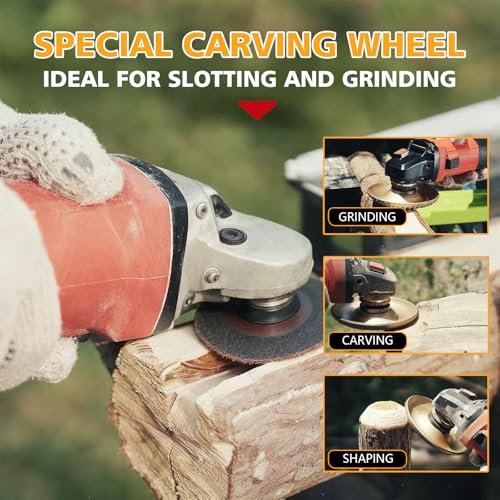 5PCS Wood Carving Disc Set for 4-1/2" Angle Grinder, 5/8" Arbor - color: 5 PCS Wood Carving Grinding Disc Set