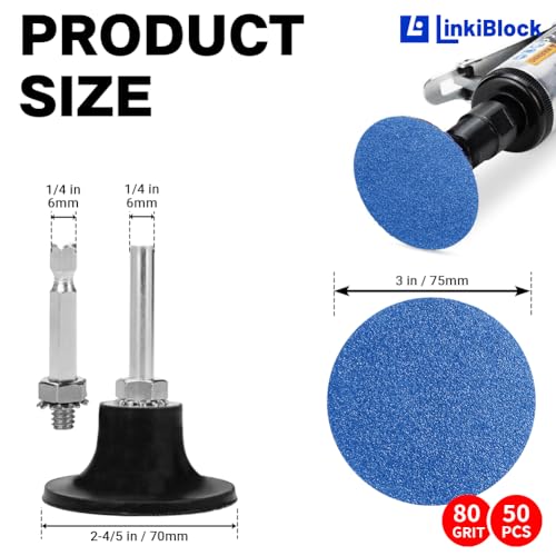 50Pcs 3 inch R-Type Quick Change Zirconia Surface Conditioning Sanding Discs Set 80 Grit with Adapter & Backing Pad - style: 80 Grit