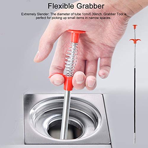 Plumbing Grabber, Flexible Grabber Claw Reacher Tool With 4 Claws Extendable Drain Clog Remove Tool Bendable Hose Pickup Reaching Assist Tool for Litter Pick Home Sink Drains Toilet(Size:0.57m)