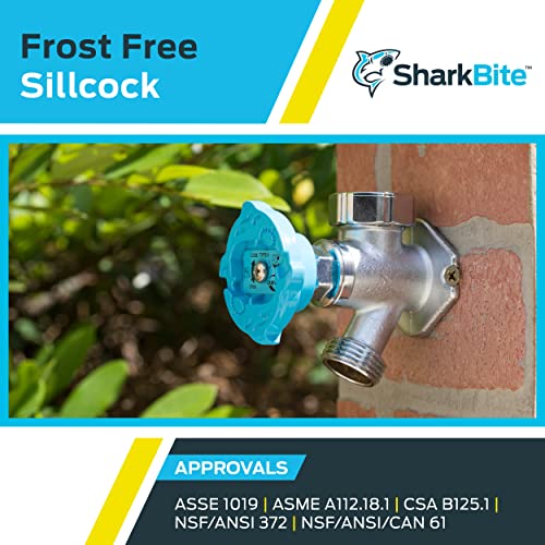 SharkBite 8 Brass Push Frostfree Sillcock, Chrome/Blue - size: 8 in.
