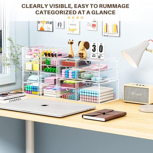 caktraie 4-Pack Acrylic 16-Drawer Storage & Makeup Organizer for Desk - size: 16 Drawers