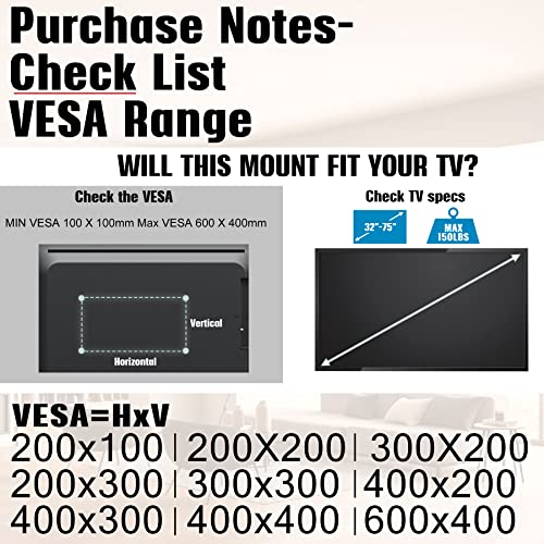 AENTGIU No Drill Studless TV Wall Mount for 32“ to 75" TVs, Holds 150 lbs - size: Fit 32 to 75 inches TVs, style: 1 SET