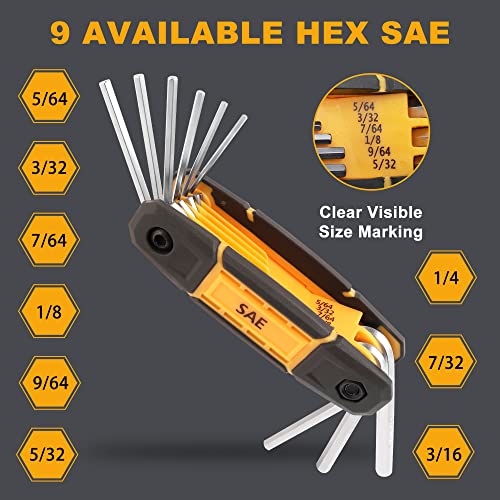 MULWARK 25 pcs Folding Allen Wrench Set | Metric & Standard SAE - Key Tool 3 Pack Portable Hex for Basic Home Repair and General Applications - style: 25 pcs Metric SAE TORX
