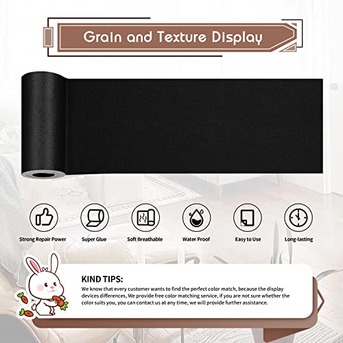 KING MOUNTAIN Leather Repair Patch,4 x 63 Inches self Adhesive Leather Repair Tape for Damaged Leather Furniture, Sofa Seating,Car Seats, Leather Goods（Fine Grained Black） - color: Fine Grained Black, size: 4" x 63"