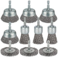 10 Pcs Wire Brush for Drill, Coarse Carbon Steel Crimping Wire Wheel