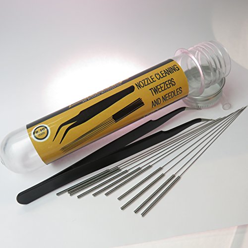 3D Printer Nozzle Cleaning Kit - 0.4mm Needles and Tweezers Toolkit - Stainless Steel Nozzle Cleaning Tool Kit - Alternative for 0.4mm Drill Bits for 3D Printer - Set of 11