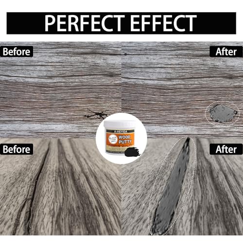 Black Wood Filler Putty Repair Kit - 17.63 Ounce, Paintable, Sandable, Restore Wood Cracks and Holes on Furniture, Hardwood Floor, Door, Cabinet - color: Black, size: 17.63Ounce