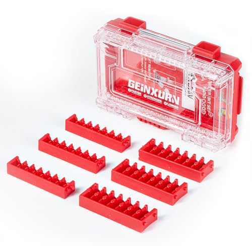 Geinxurn 1Pc Red Storage Box Case, small parts box with detachable divider, Screwdriver Bit Set Box - style: STKB001-RD