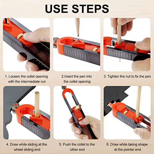 Contour Gauge Scribe Tool, Precise Profile Gauge Tool with Lock and 2 Pencils, Irregular Shape Duplicator, Woodworking Measure Ruler for DIY Handyman, Craftsman, Construction, Carpet, Tile Laying