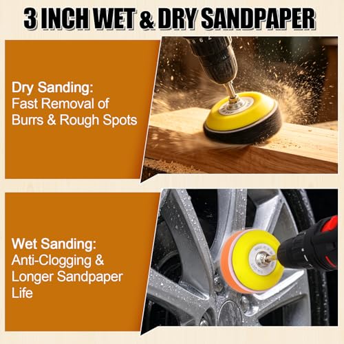 174Pcs 3 Inch Sanding Discs Drill Polishing Kit, 60-10000 Grit Set