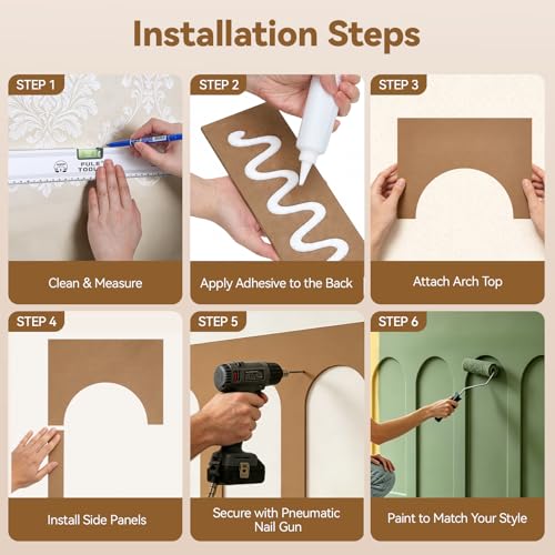 INMOZATA Arch Wainscoting Panels Kit, MDF Board and Batten Wall Panel Kit