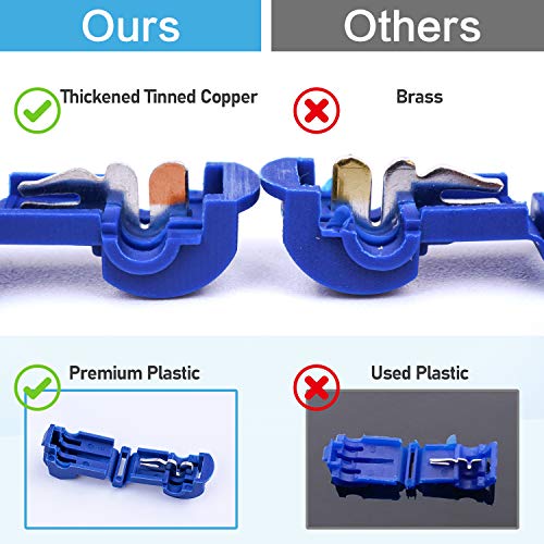 TICONN T Tap Wire Connectors, T Wire Quick Splice Connector, T Connectors for Wiring with Storage Case (Blue 80 Pcs) - style: Blue 80 Pcs