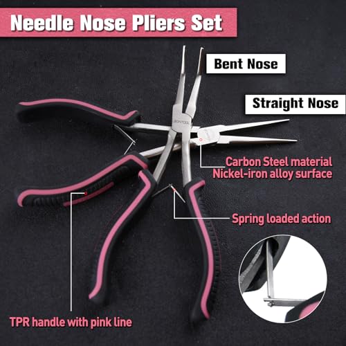 2PCS 7-Inch Long Reach Needle Nose Pliers Smooth Jaws Long Nose Pliers and Bent Nose Pliers Extra Long Needle Nose Pliers Jewelry Pliers for Jewelry Making, Wire Wrapping and Object Gripping - style: Straight & Bent Needle Nose Plier Smooth Jaws