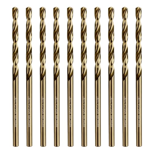 1/8 Inch Cobalt Drill Bits 10Pcs - HPHOPE M35 HSS Metal Twist Drill Bits Set, Jobber Drill Bits Length and Straight Shank, Suitable for Drilling in Hard Metal, Stainless Steel, Cast Iron - size: 1/8-inch, 10Pcs