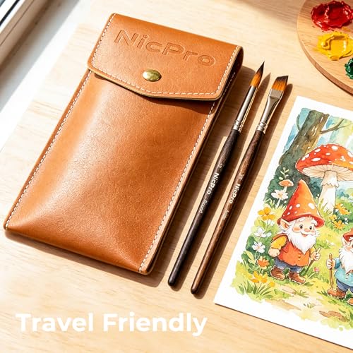 Nicpro 12PCS Professional Watercolor Brushes Set, Travel Paint Brushes - size: 12 PCS