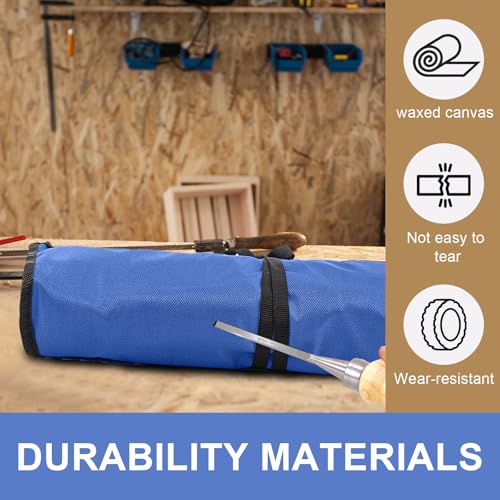 Wrench Organizer, Tool Roll Pouch,16-Pocket Waterproof Oxford Cloth - color: Blue