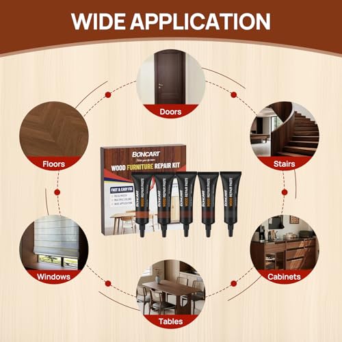 Boncart Wood Furniture Repair Kit, Wood Touch up Fillers - color: 5 Dark Colors