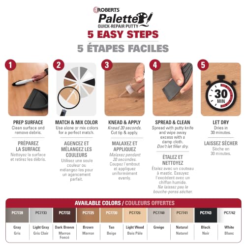 Roberts Palette Quick-Repair Putty for Wood, Laminate & Vinyl - Dark Brown - color: dark brown