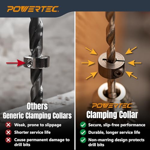 POWERTEC 7-Piece Metric Drill Bit Stop Collar Set (71492V) - style: 7PC Metric Drill Stop Set (3mm-12mm)