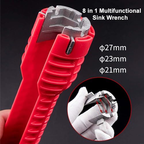 8 in 1 Multifunctional Sink Bathroom Wrench, Wrench Faucet Plumbing Tool, Plumber Sink Wrench Installation Pipe Extractor, Household Water Pipe Faucet Washing Basin Repair Removal Tool