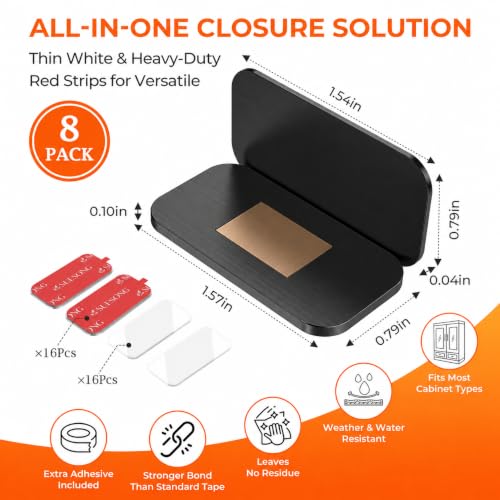 8 Pack Cabinet Magnets for Closure, Black, No Drill Ultra-Thin - color: Black, size: 8 Pack