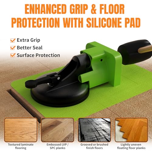 Floor Gap Fixer Tool Kit with Suction Cup & Rubber Mallet, Floating Floor Fixer Tool Repair for Laminate, LVP & Engineered Wood, Includes Silicone Pad for Textured Surfaces